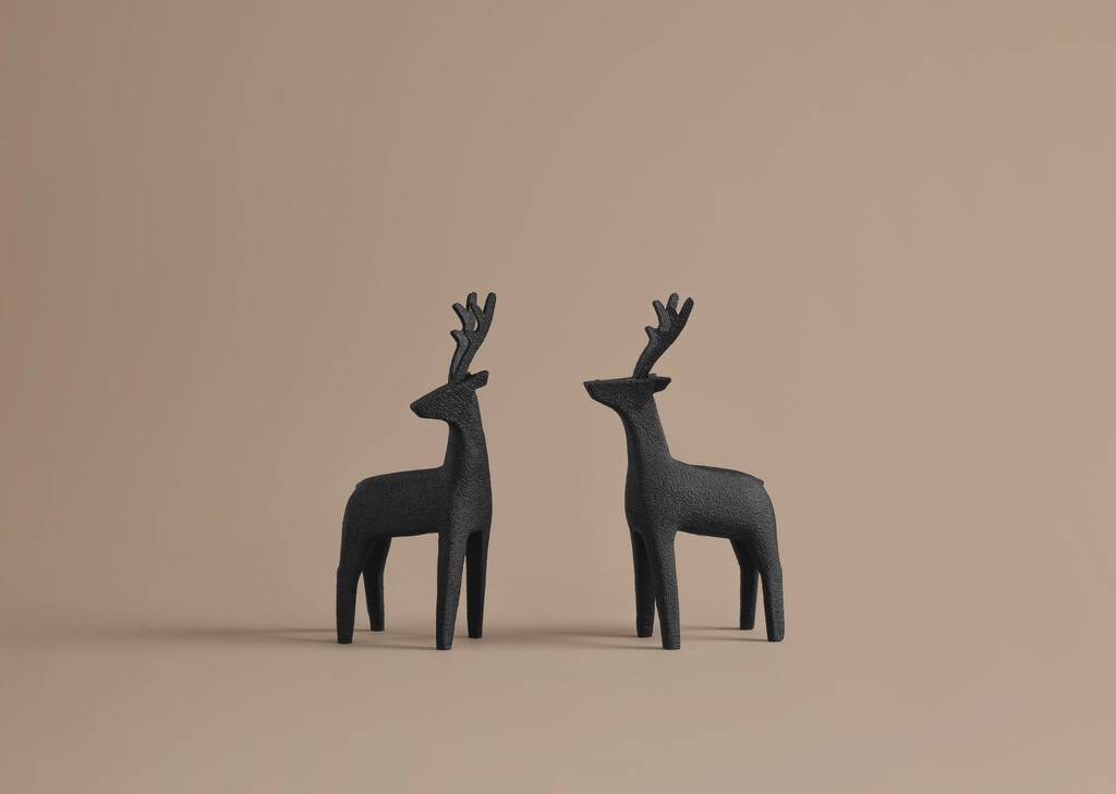 Nordic Reindeer Statue Set Black