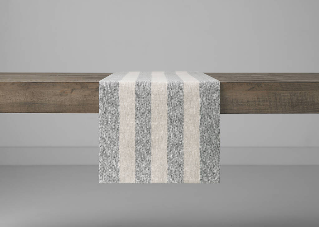 Laurel Striped Table Runner Sand/Black